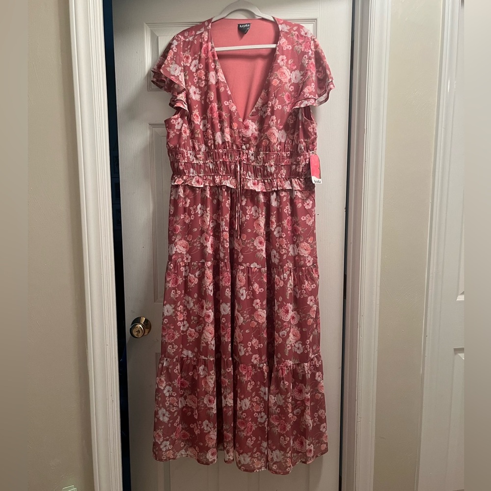 Arula Floral Pink Maxi Dress